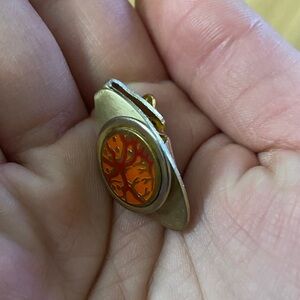 Gold and Orange Tree Brooch